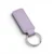 A lilac colour, blank premium leather keyholder before customisation, showcasing the raw stitching and thick leather grain on a wooden workshop table by WIKXY.