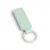 A mint green, blank premium leather keyholder before customisation, showcasing the raw stitching and thick leather grain on a wooden workshop table by WIKXY.