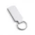 A white, blank premium leather keyholder before customisation, showcasing the raw stitching and thick leather grain on a wooden workshop table by WIKXY.