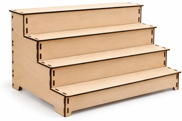 Shop our 4-tier wooden display stand for craft fairs, market stalls and retail shops. Portable, easy to assemble and made from plywood. UK-made by WIKXY.s for retail