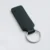 laser-engraved-leather-keyholder-rectangular-shape-dark-green Dark Green leather keyring with a stitched rectangular fob and silver metal ring