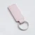 laser-engraved-leather-keyholder-rectangular-shape-light-pink Pink rectangular leather keyring with a silver metal ring
