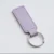 laser-engraved-leather-keyholder-rectangular-shape-lilac Lilac rectangular keyring tag with stitched edges and a silver metal ring