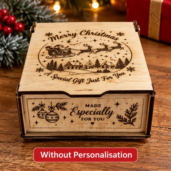 Personalised Wooden Christmas Gift Box Engraved Santa Keepsake Made in UK