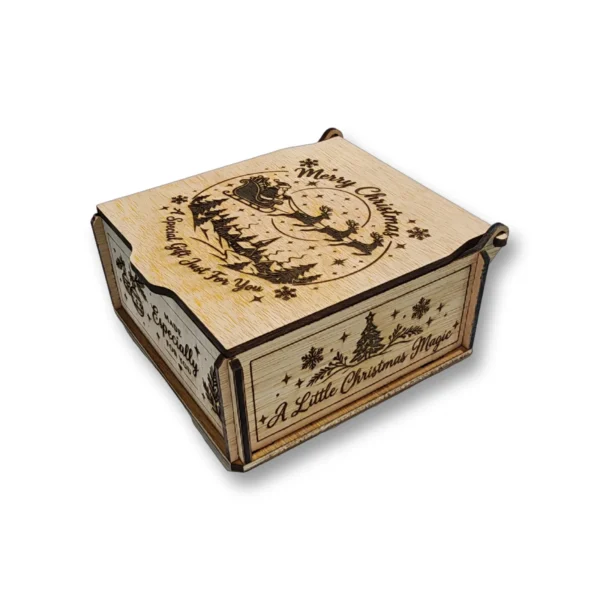 Personalised Wooden Christmas Gift Box Engraved Santa Keepsake Made in UK