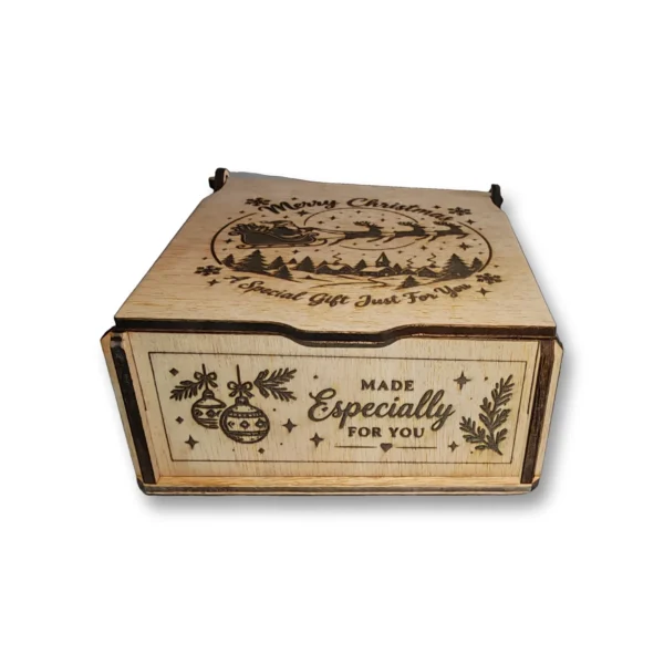 Personalised Wooden Christmas Gift Box Engraved Santa Keepsake Made in UK