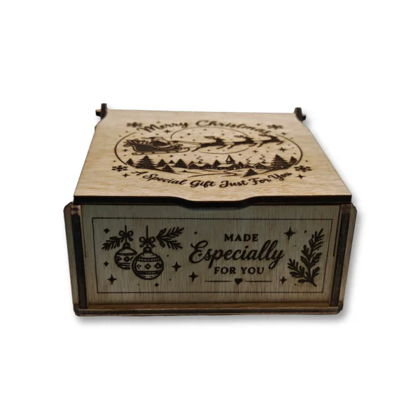 Personalised Wooden Christmas Gift Box Engraved Santa Keepsake Made in UK