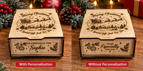 Personalised Wooden Christmas Gift Box Engraved Santa Keepsake Made in UK