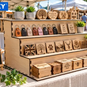 light-brown-laser-cut-eucalyptus-plywood-four-tier-display-stand-life 4-Tier Wooden Display Stand